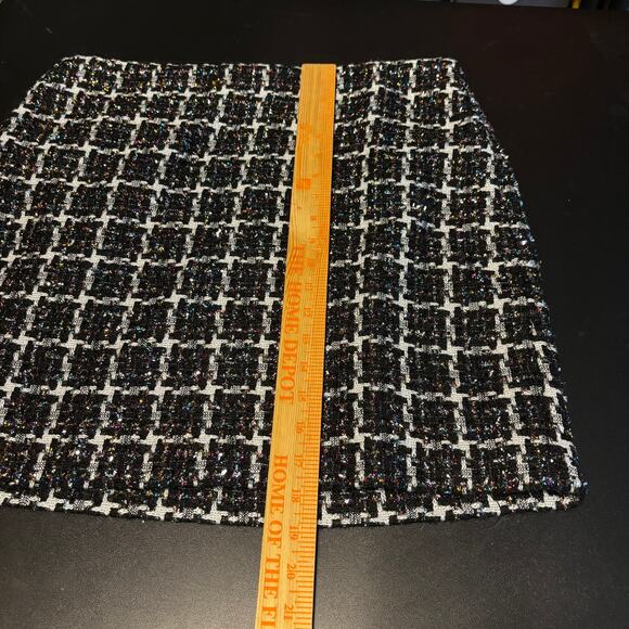 Loft Shimmer Tweed Skirt Size 12 Black Multicolor Shiny Thread Textured - Picture 5 of 7
